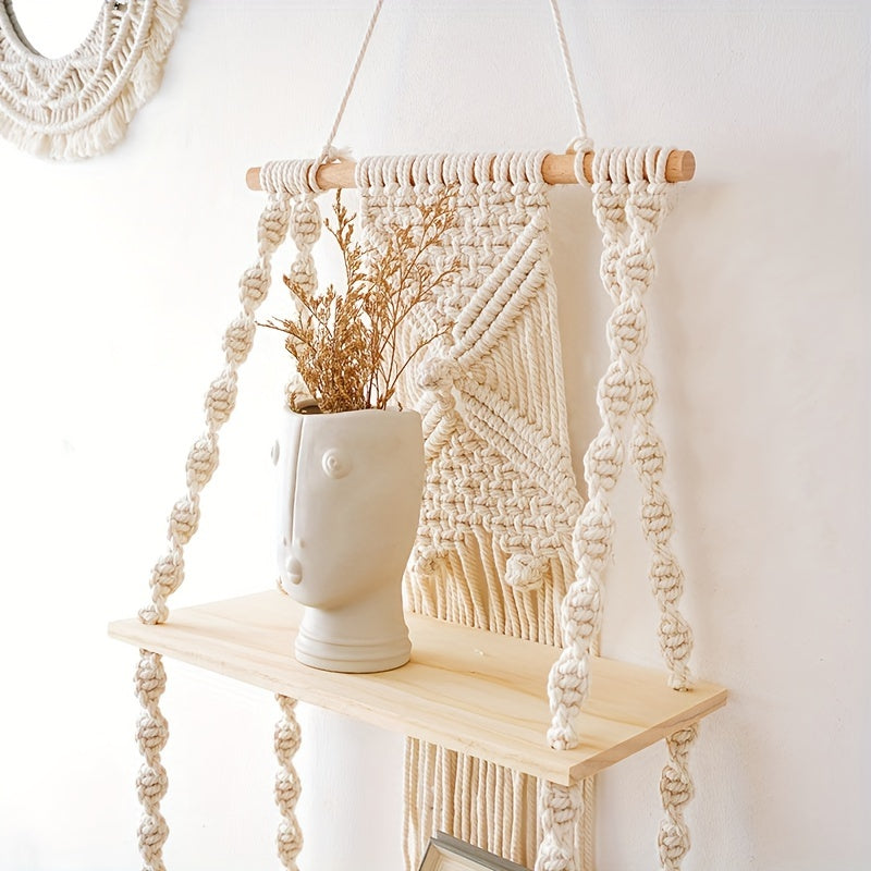 Boho Macrame Wall Shelf
