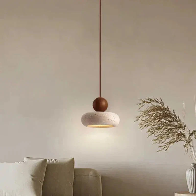 Natural Stone & Wood Pendant Light