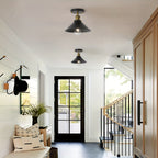 Industrial Black Semi Flush Ceiling Light