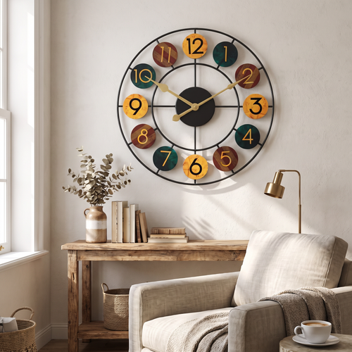 Colourful Metal Wall Clock