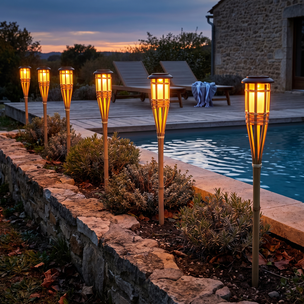 Solar Bamboo Flame Lights