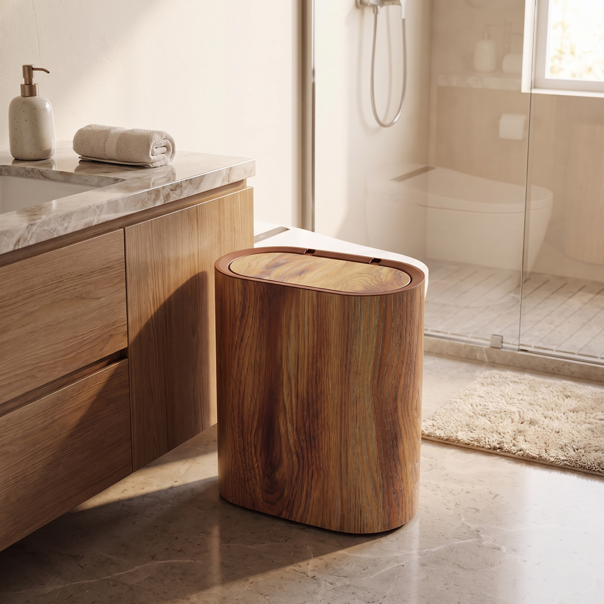 Marble Pattern Trash Can