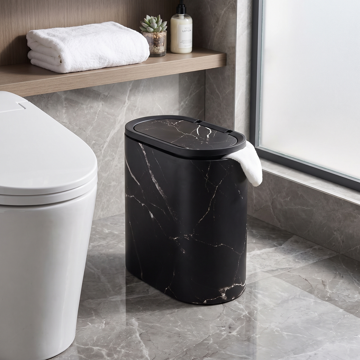 Marble Pattern Trash Can