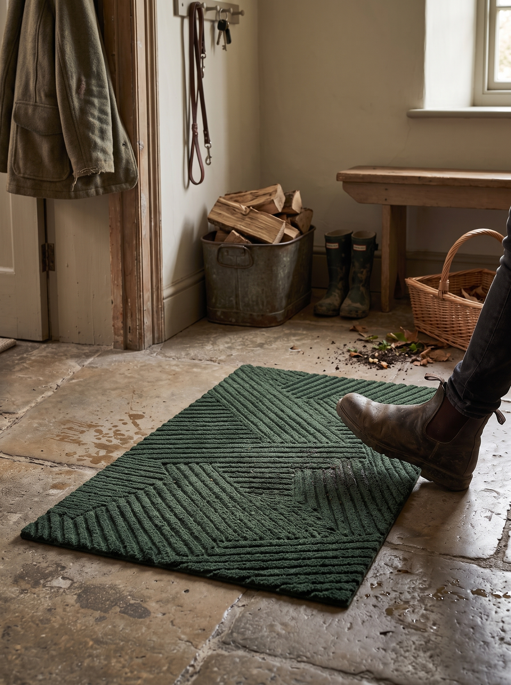 Durable Non-Slip Door Mat gripping a hard floor underfoot