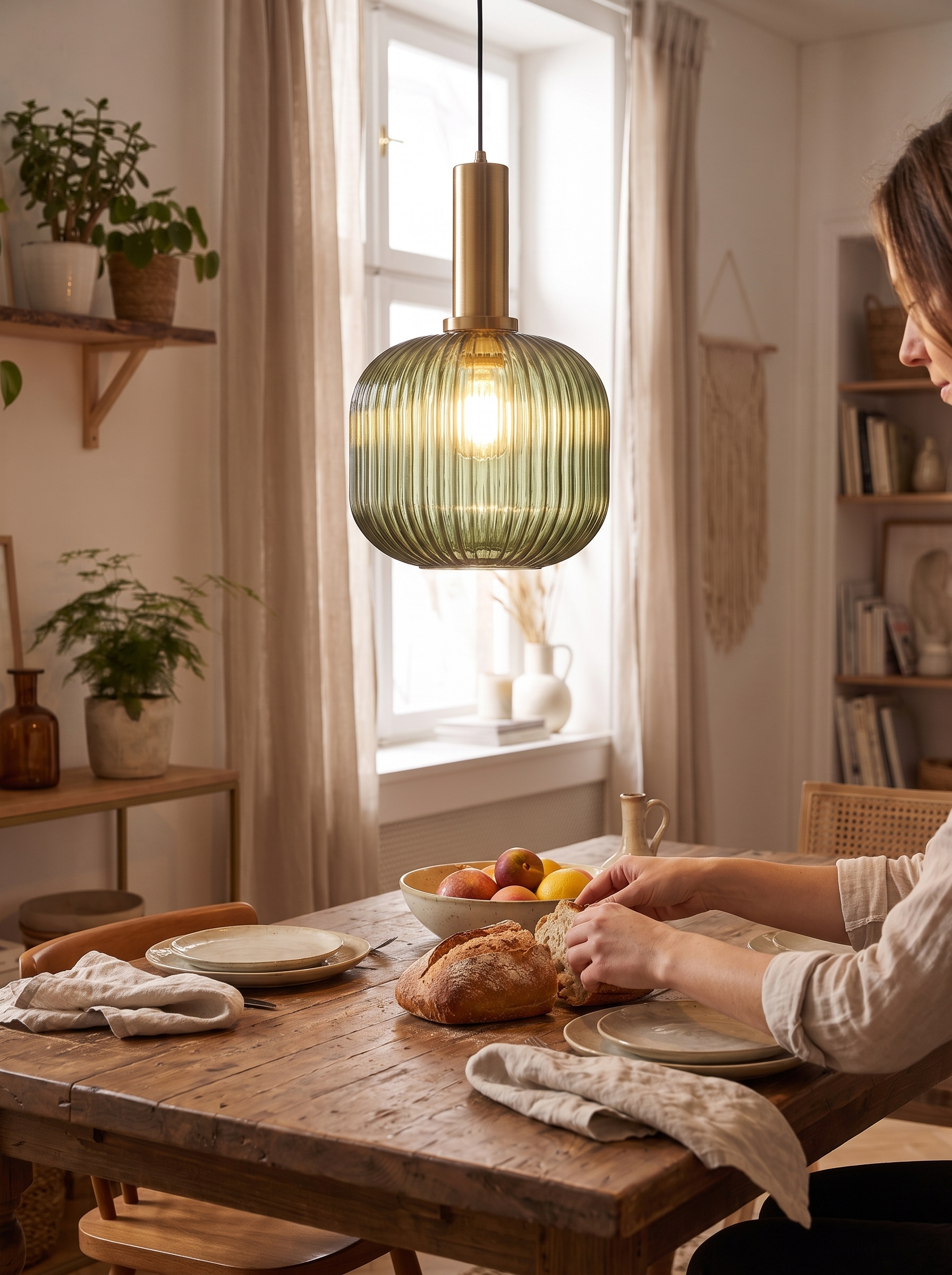 Modern Striped Glass Pendant Light lifestyle image