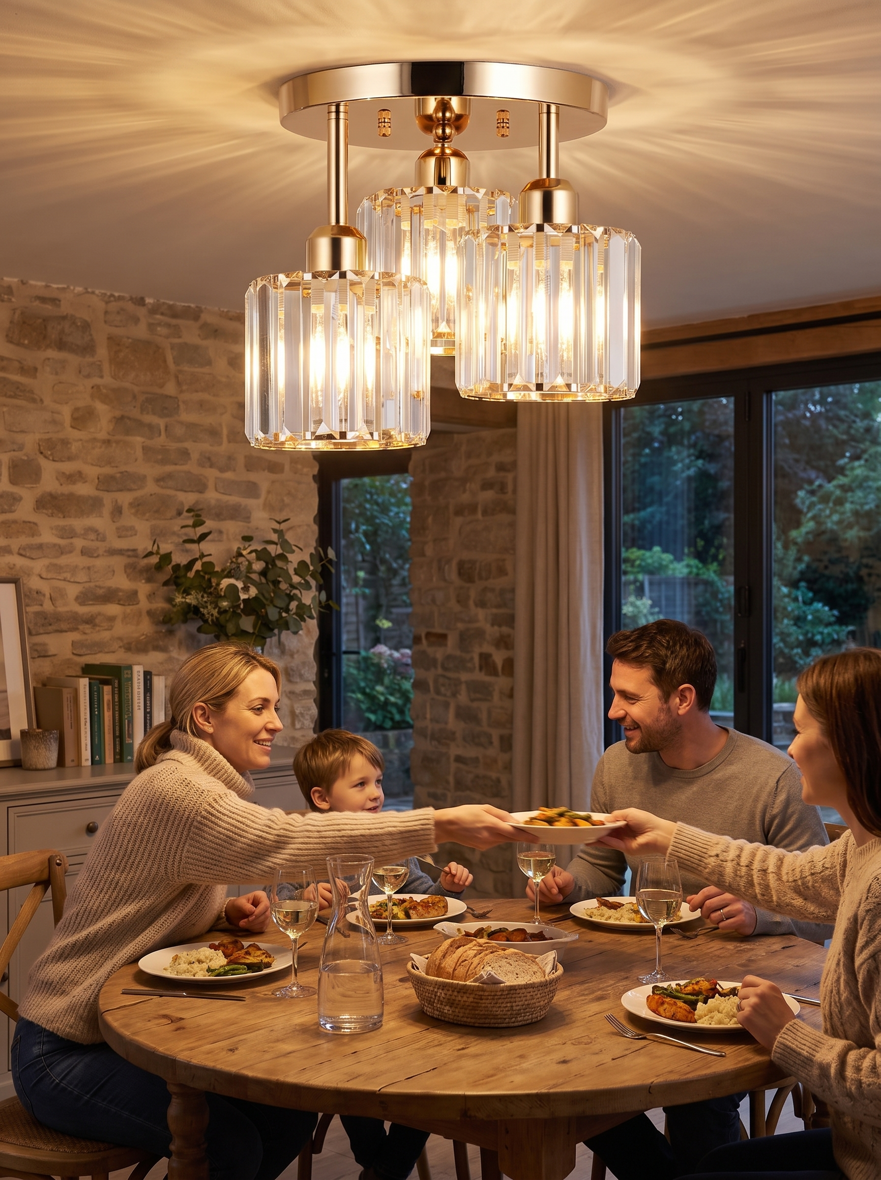 Gold Luxury Crystal Ceiling Light lifestyle image
