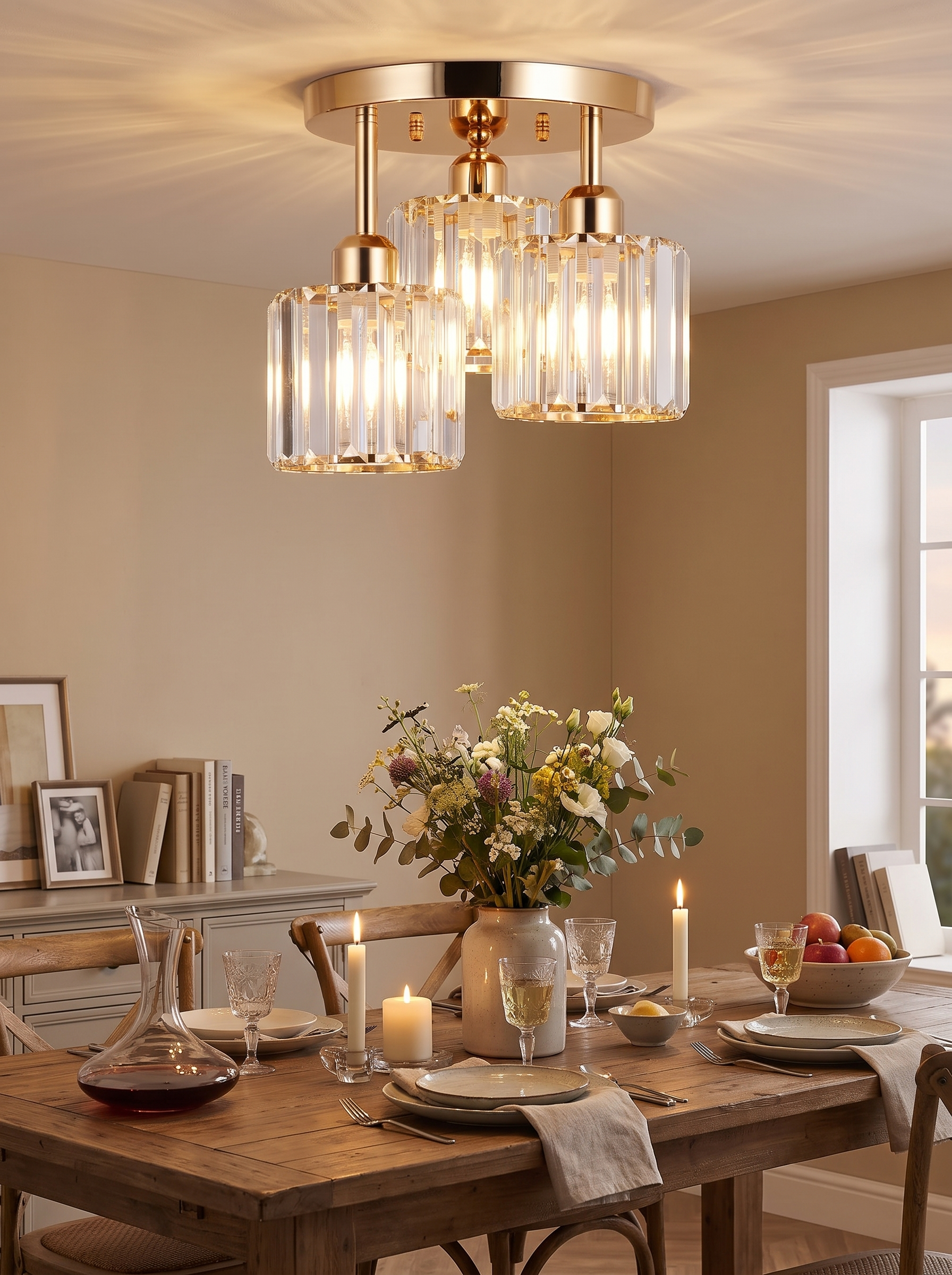 Gold Luxury Crystal Ceiling Light lifestyle image