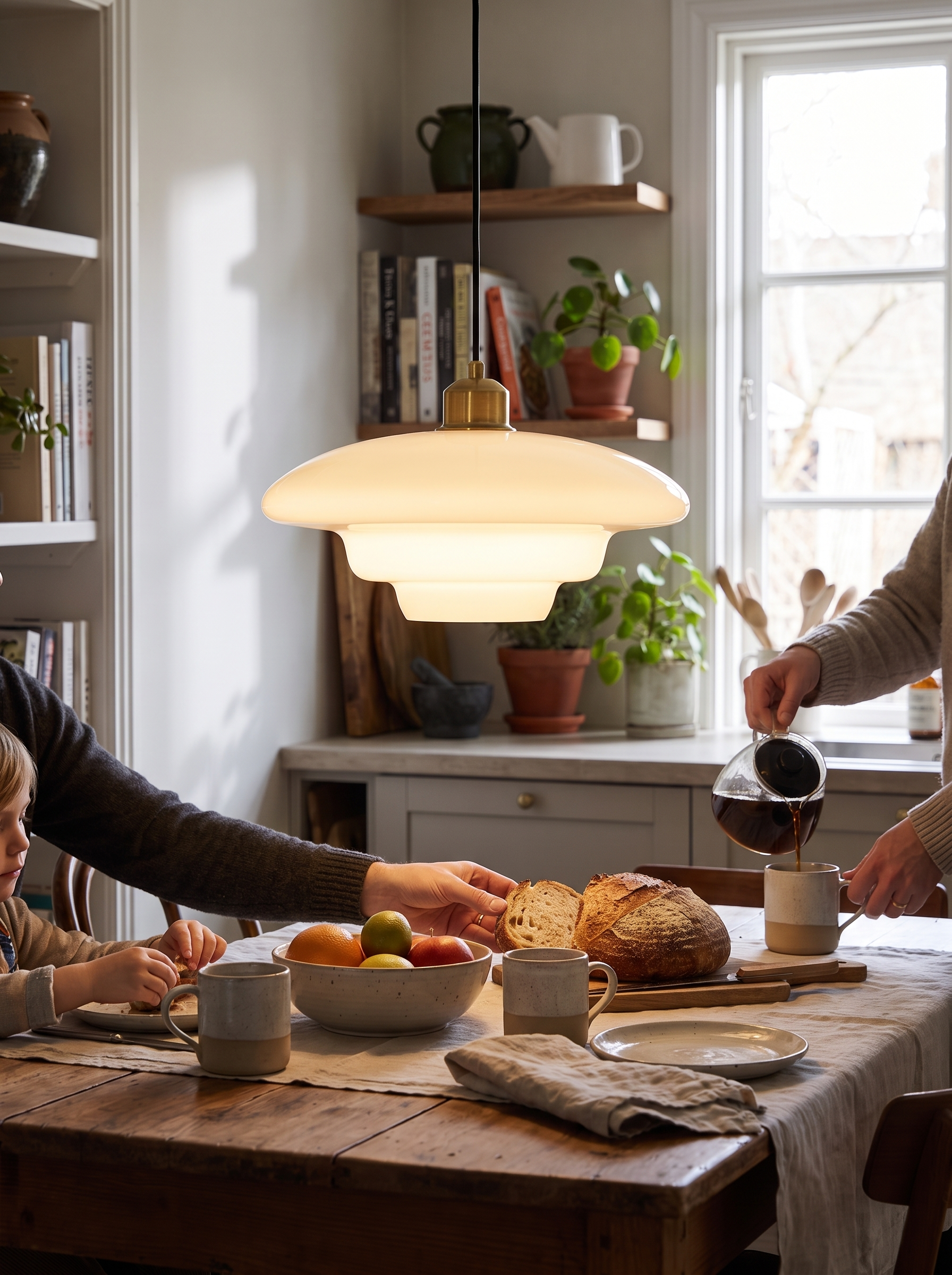 White Glass Pendant Light lifestyle image