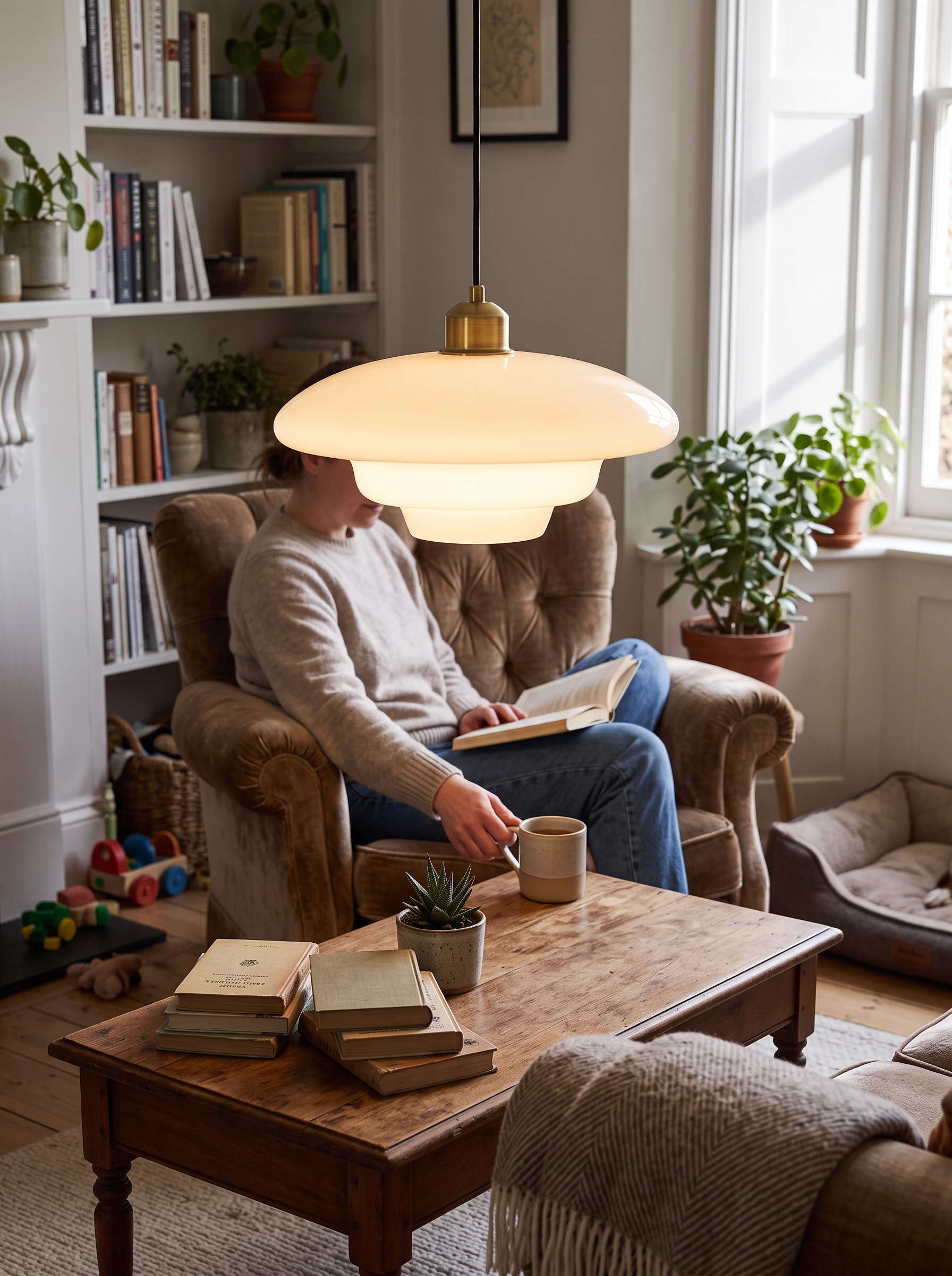 White Glass Pendant Light lifestyle image