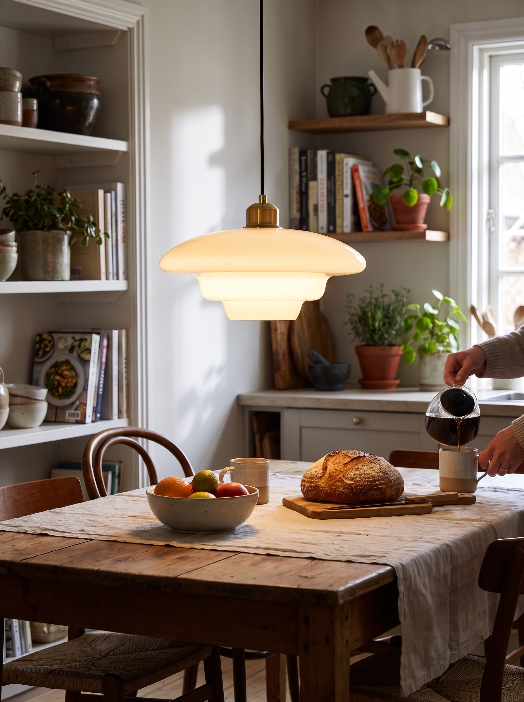 White Glass Pendant Light lifestyle image
