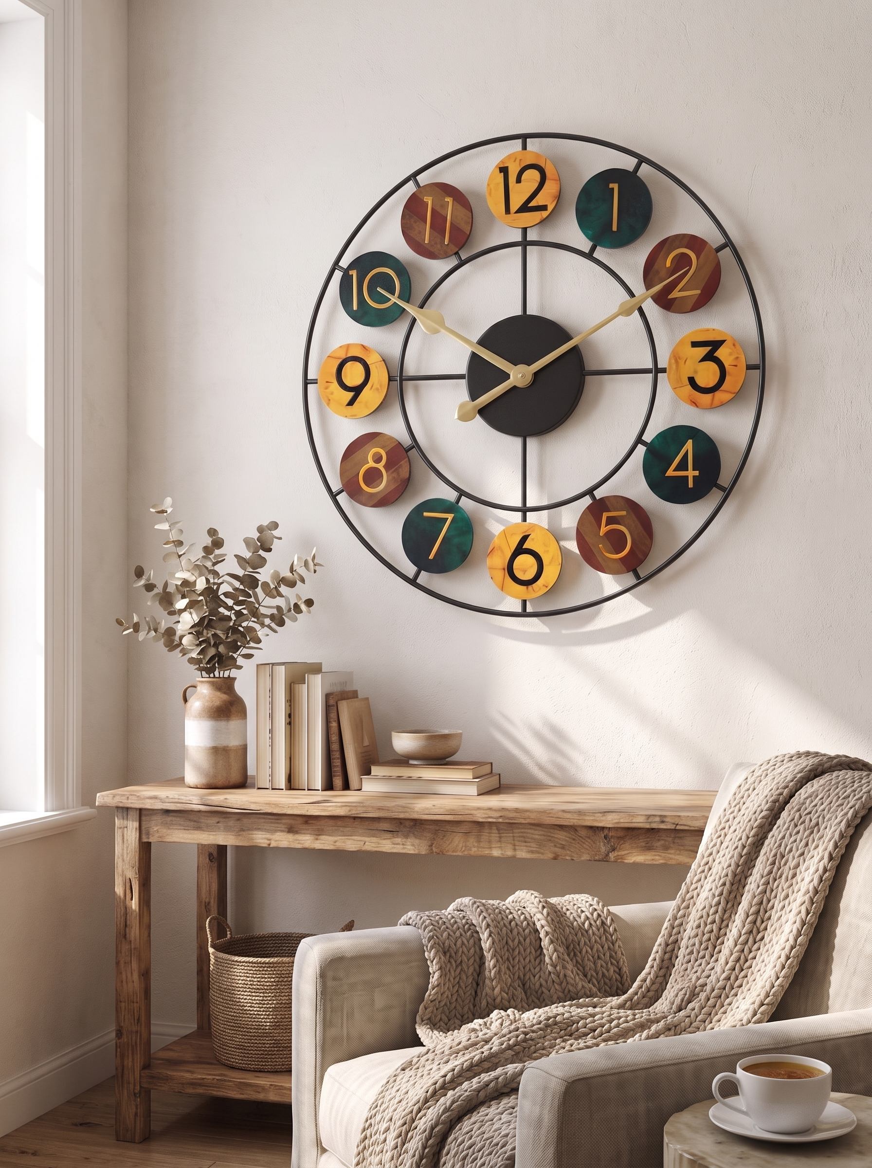 Colourful Metal Wall Clock lifestyle image