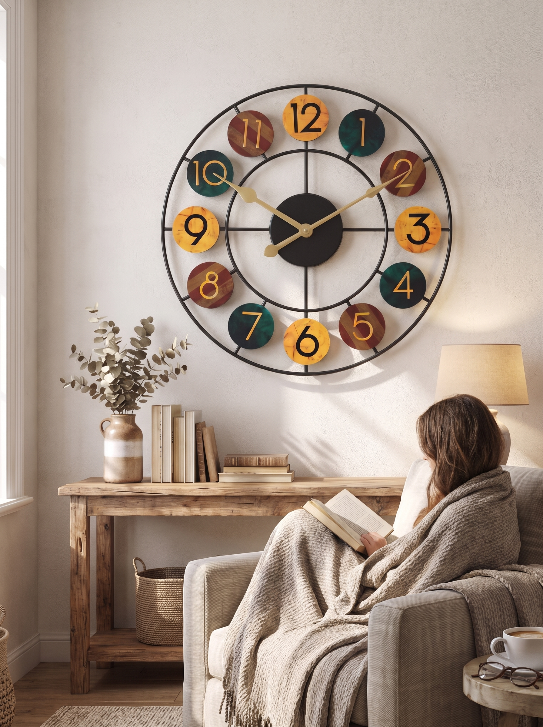 Colourful Metal Wall Clock lifestyle image