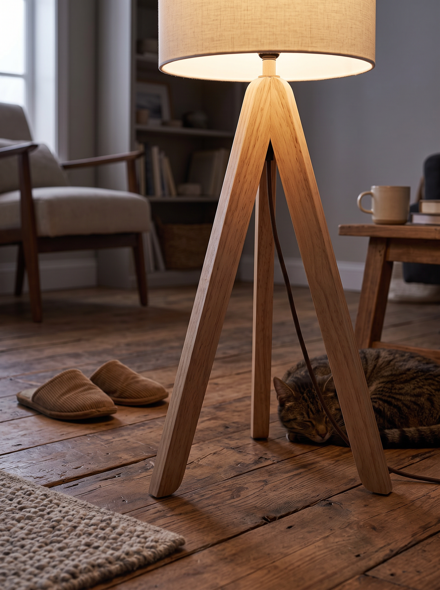 Nordic Wooden Tripod Table Lamp lifestyle image