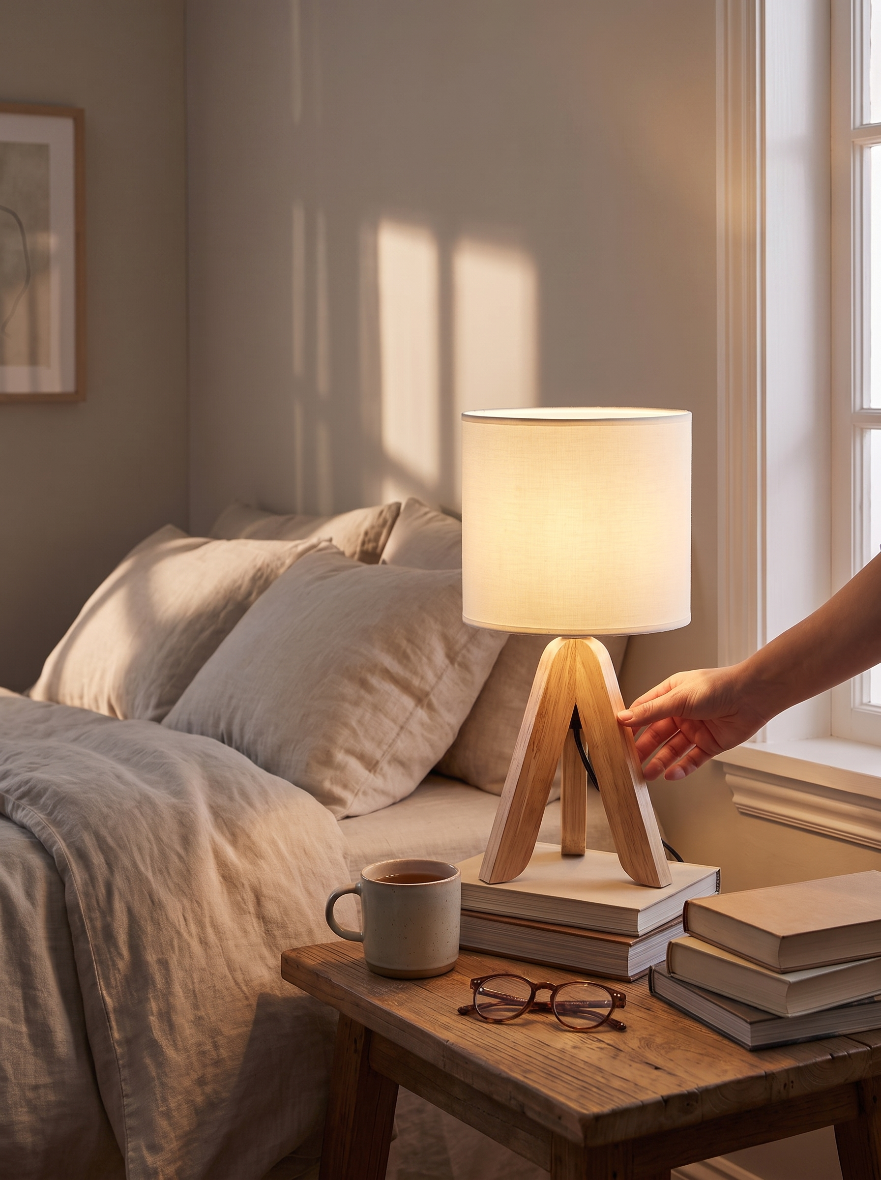 Nordic Wooden Tripod Table Lamp lifestyle image