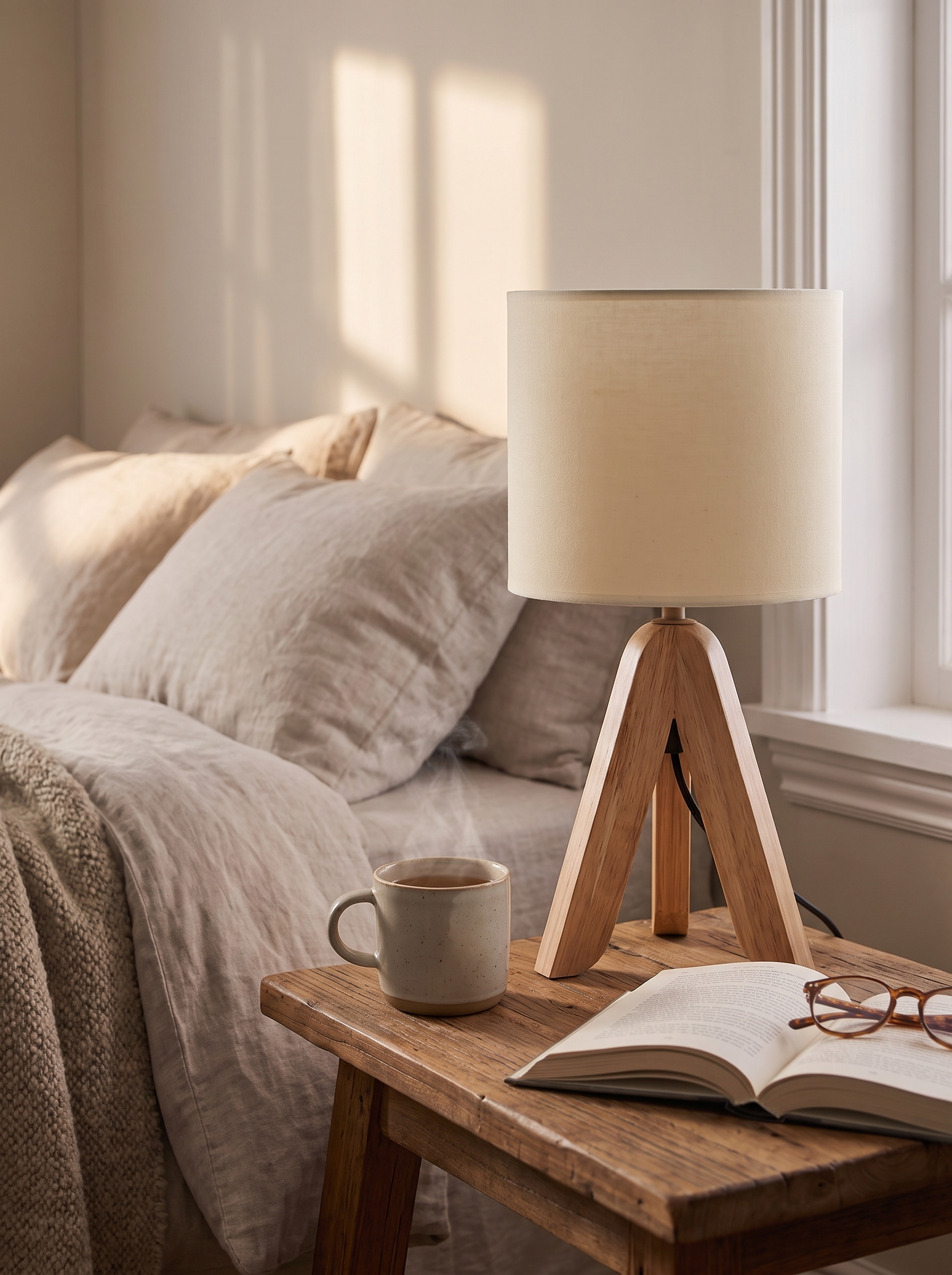 Nordic Wooden Tripod Table Lamp lifestyle image