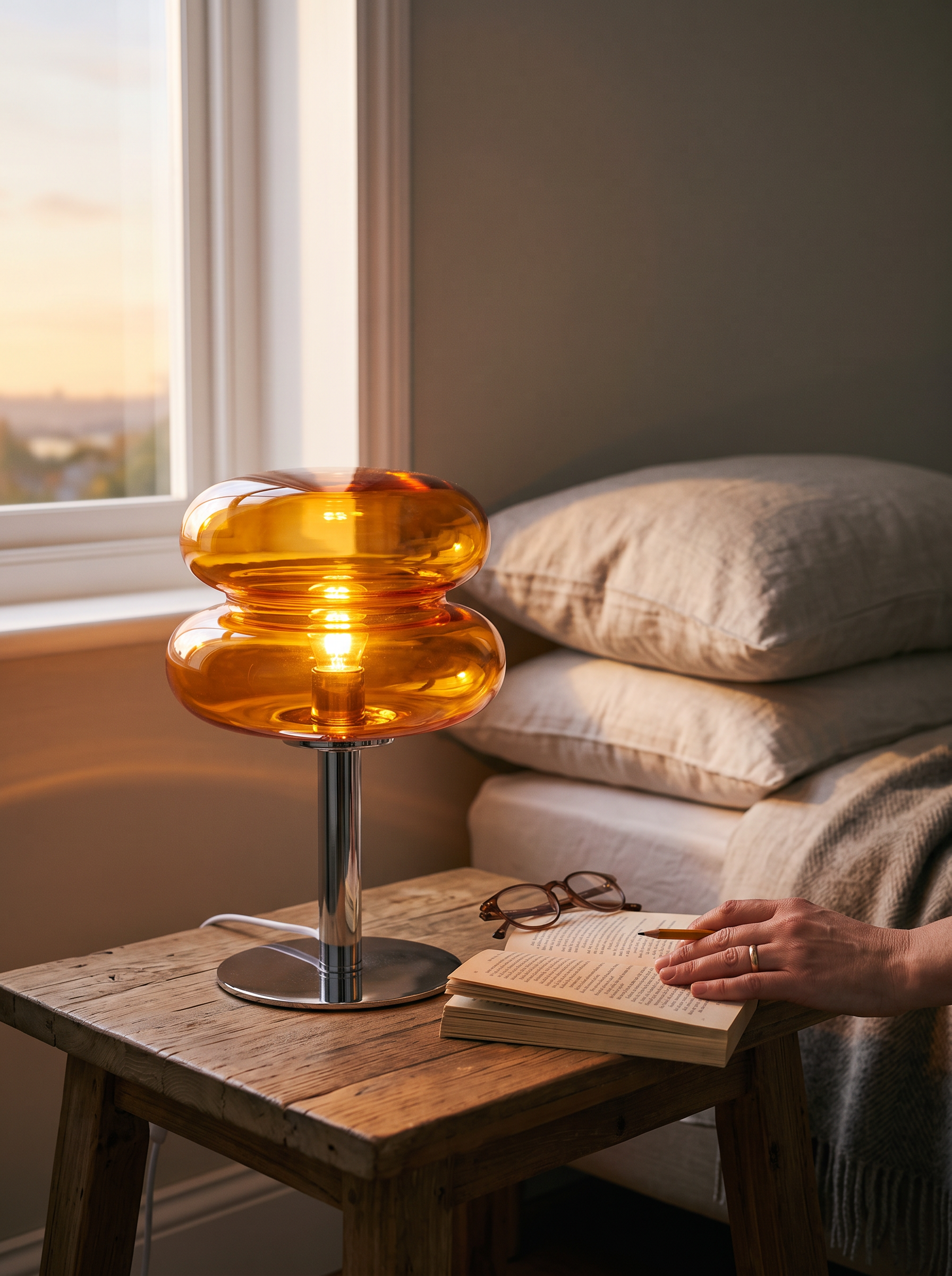 Italian Designer Glass Table Lamp lifestyle image