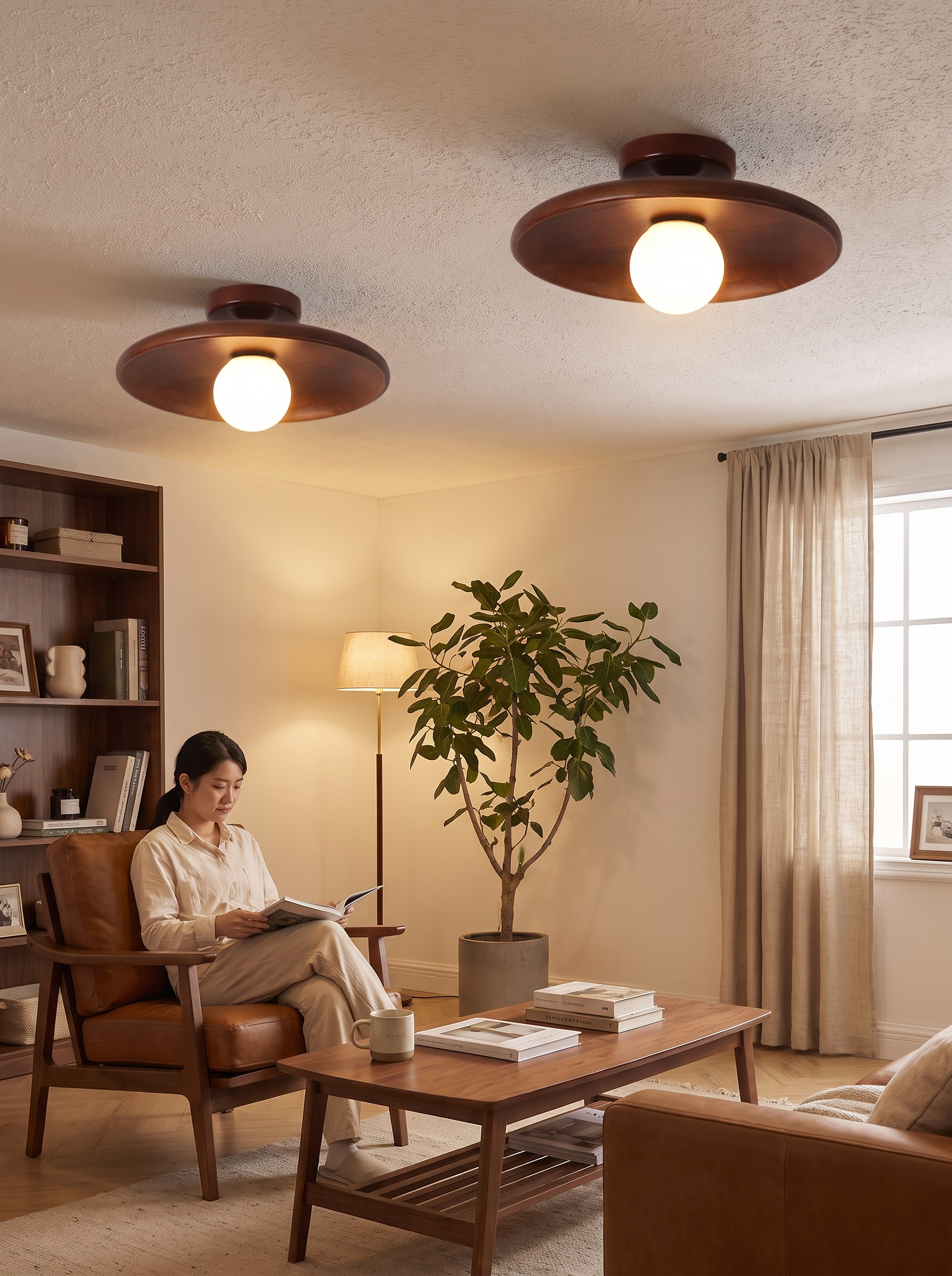 Modern Wooden Ceiling Light lifestyle image