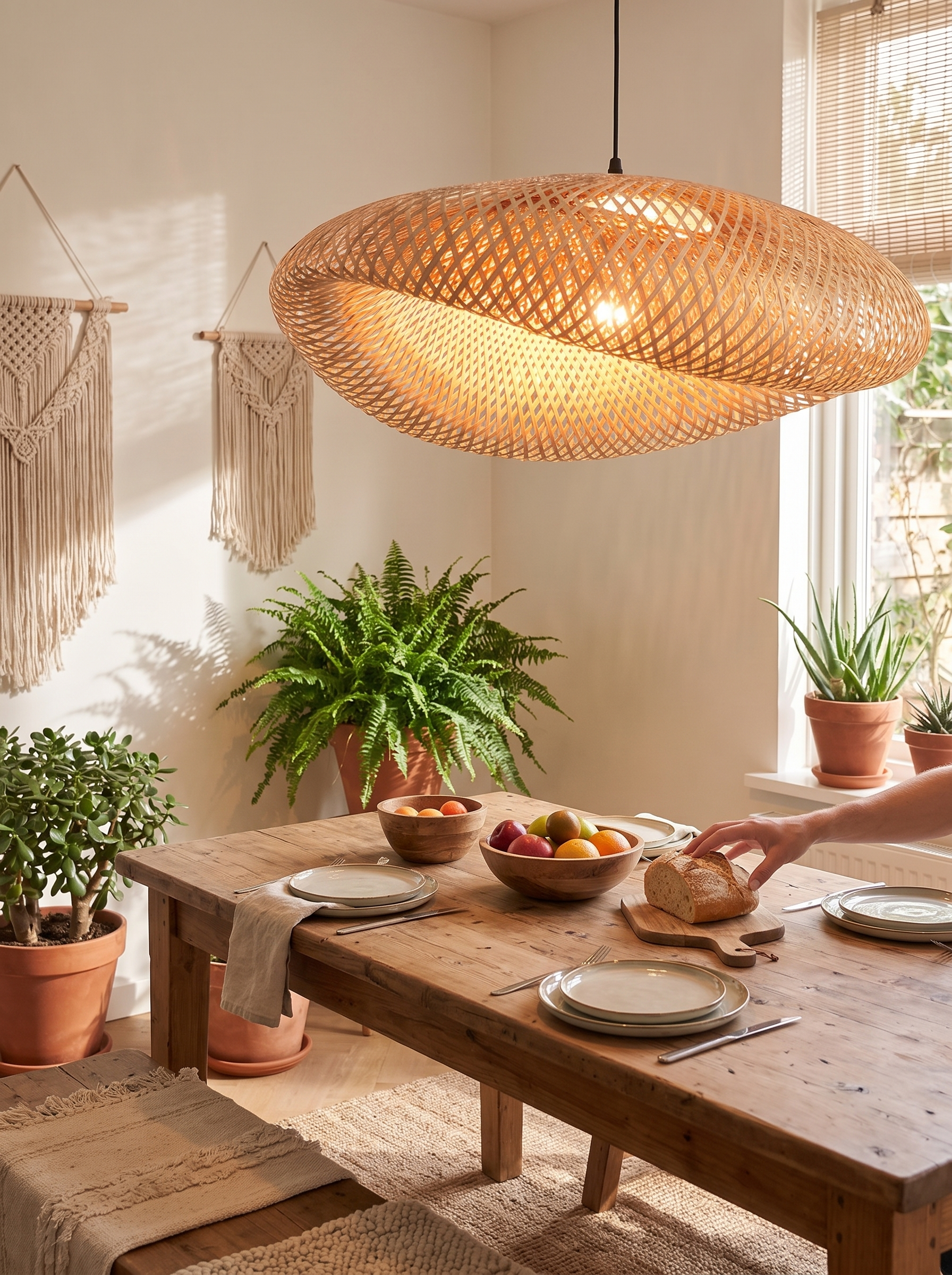 BambooBoho Rattan Pendant Light lifestyle image