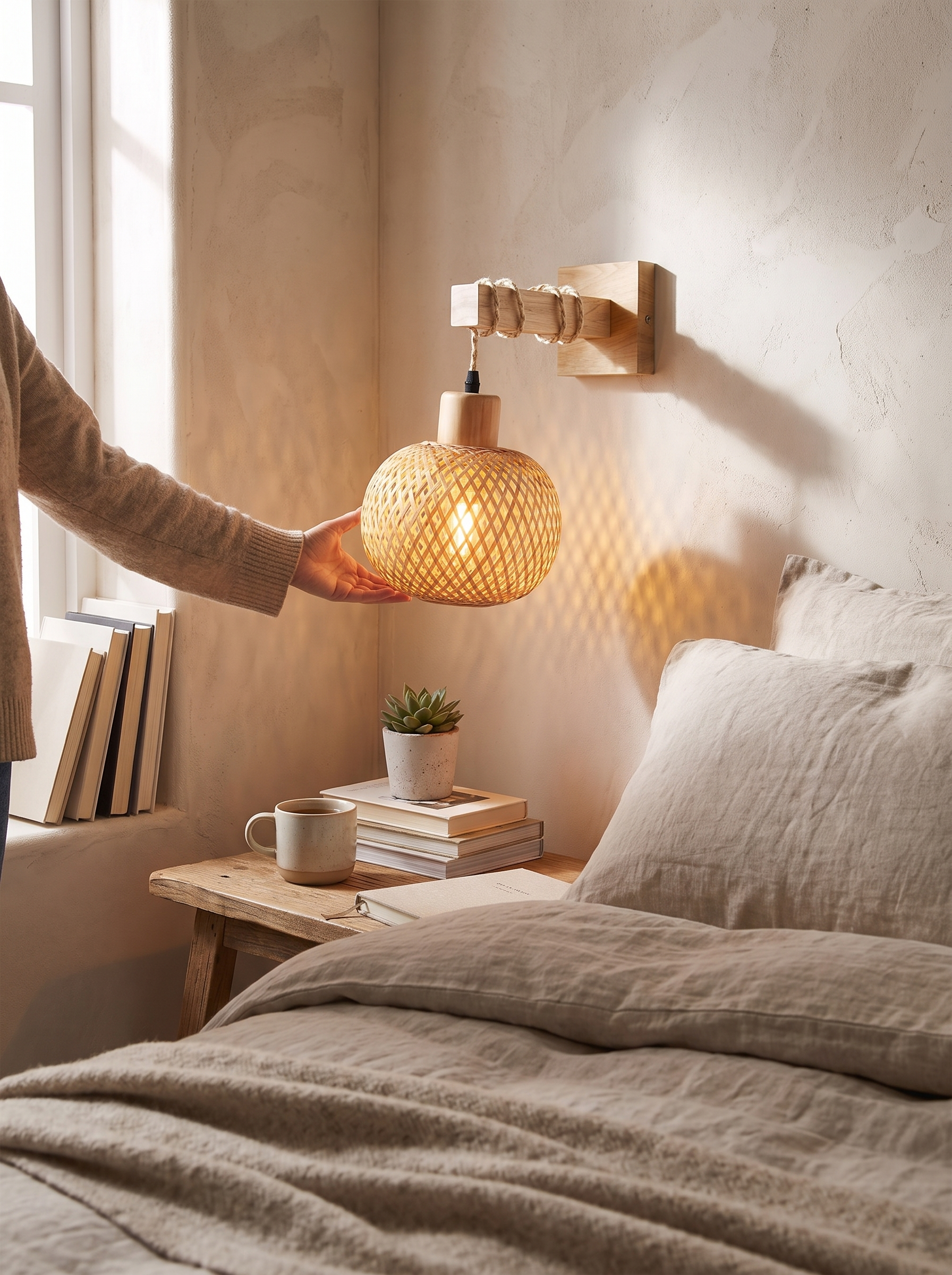 Rustic Wooden Wall Sconce lifestyle image