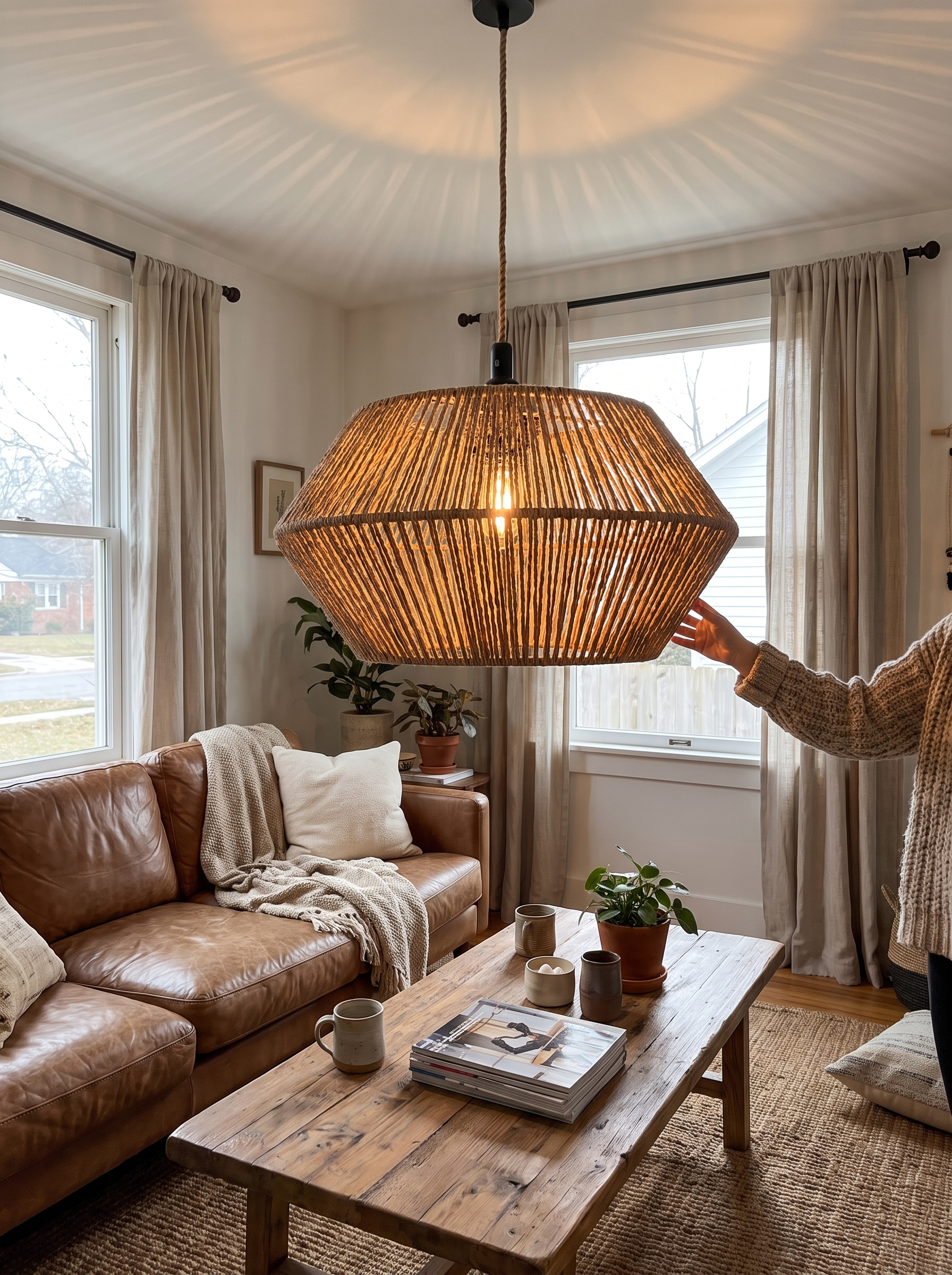 Handwoven Paper Rope Pendant Shade lifestyle image