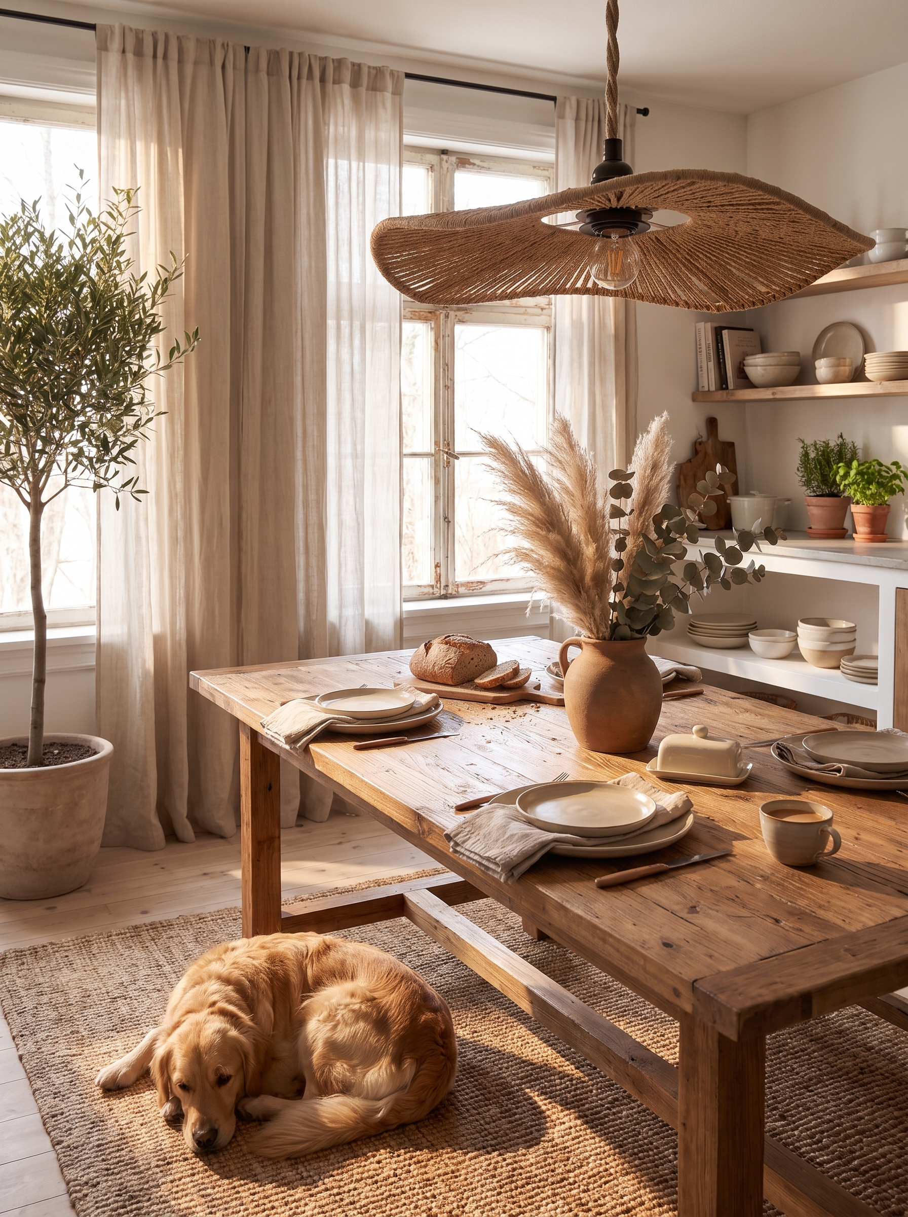 Handwoven Paper Rope Ceiling Shade lifestyle image