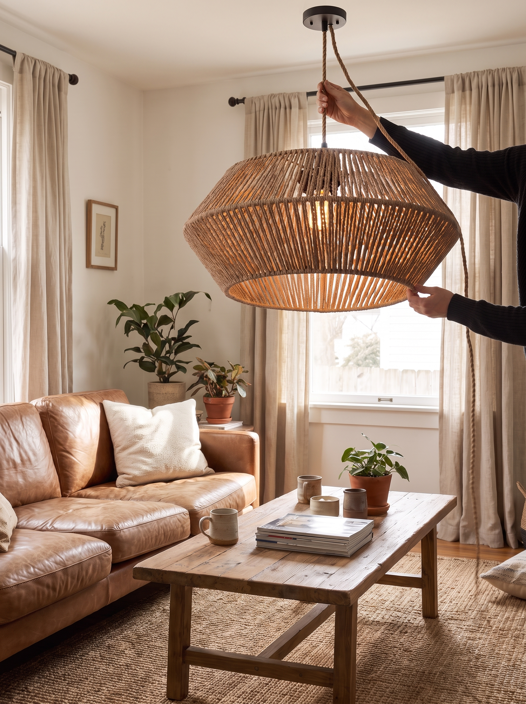 Handwoven Paper Rope Pendant Shade lifestyle image