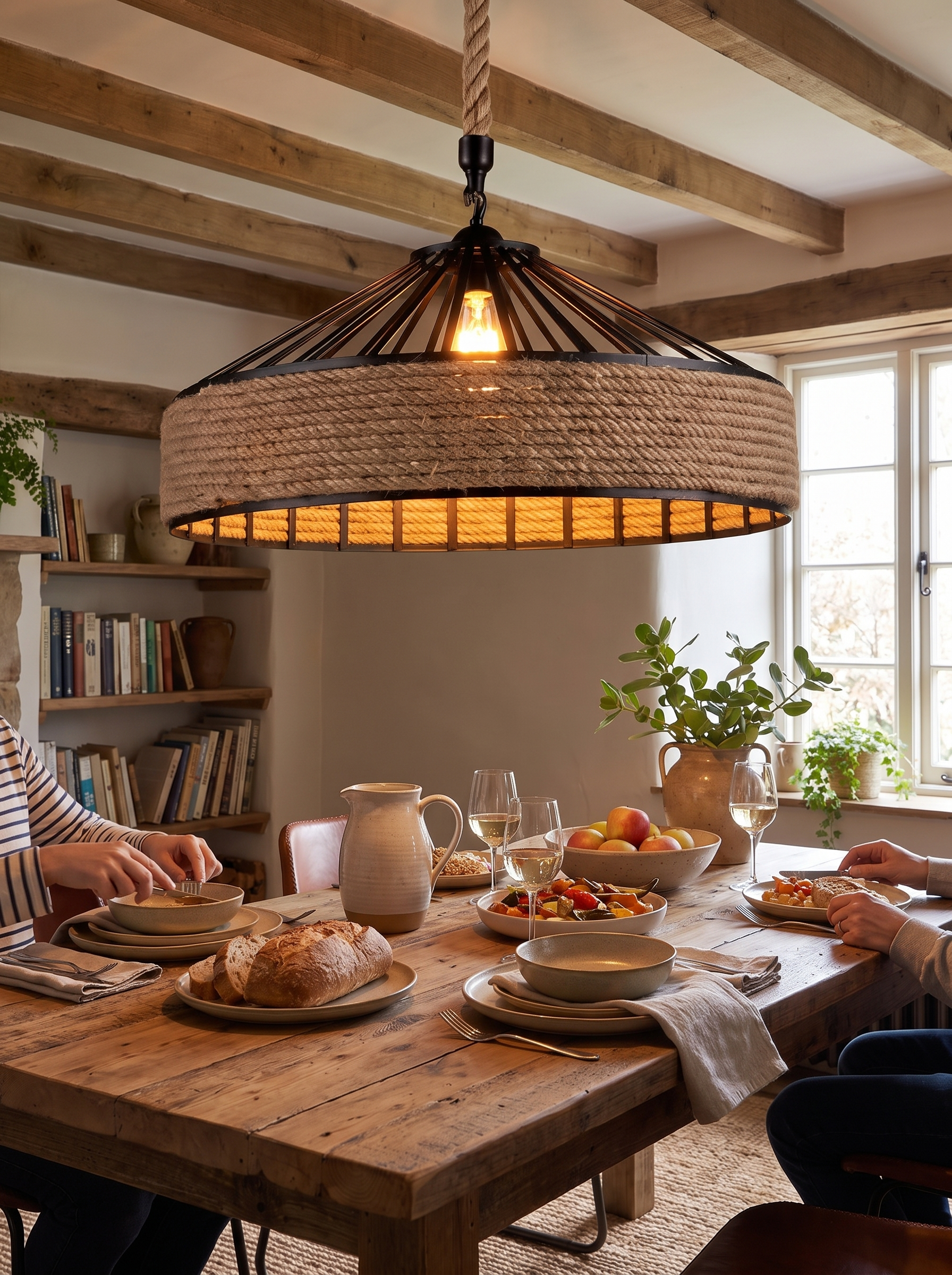 Rustic Hemp Rope Pendant Light lifestyle image
