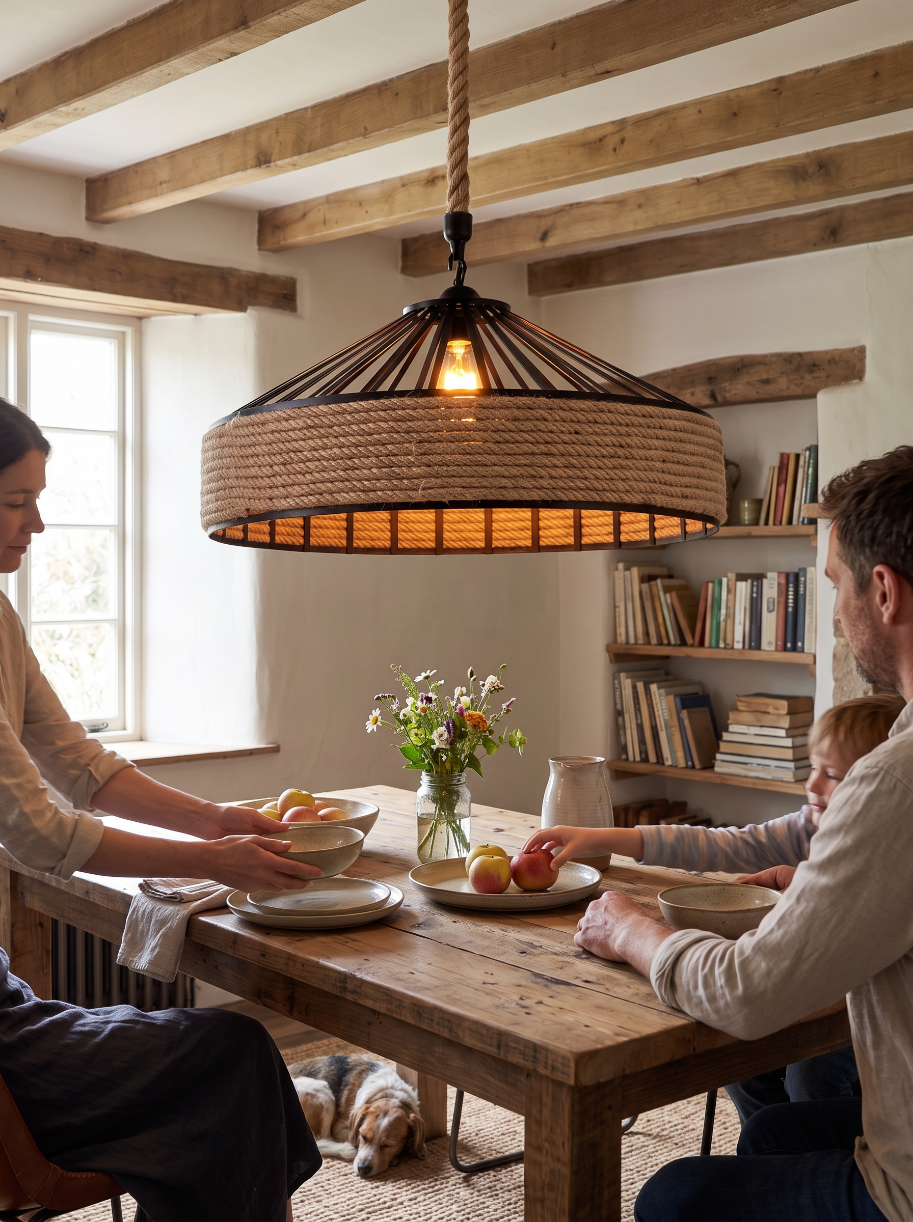 Rustic Hemp Rope Pendant Light lifestyle image