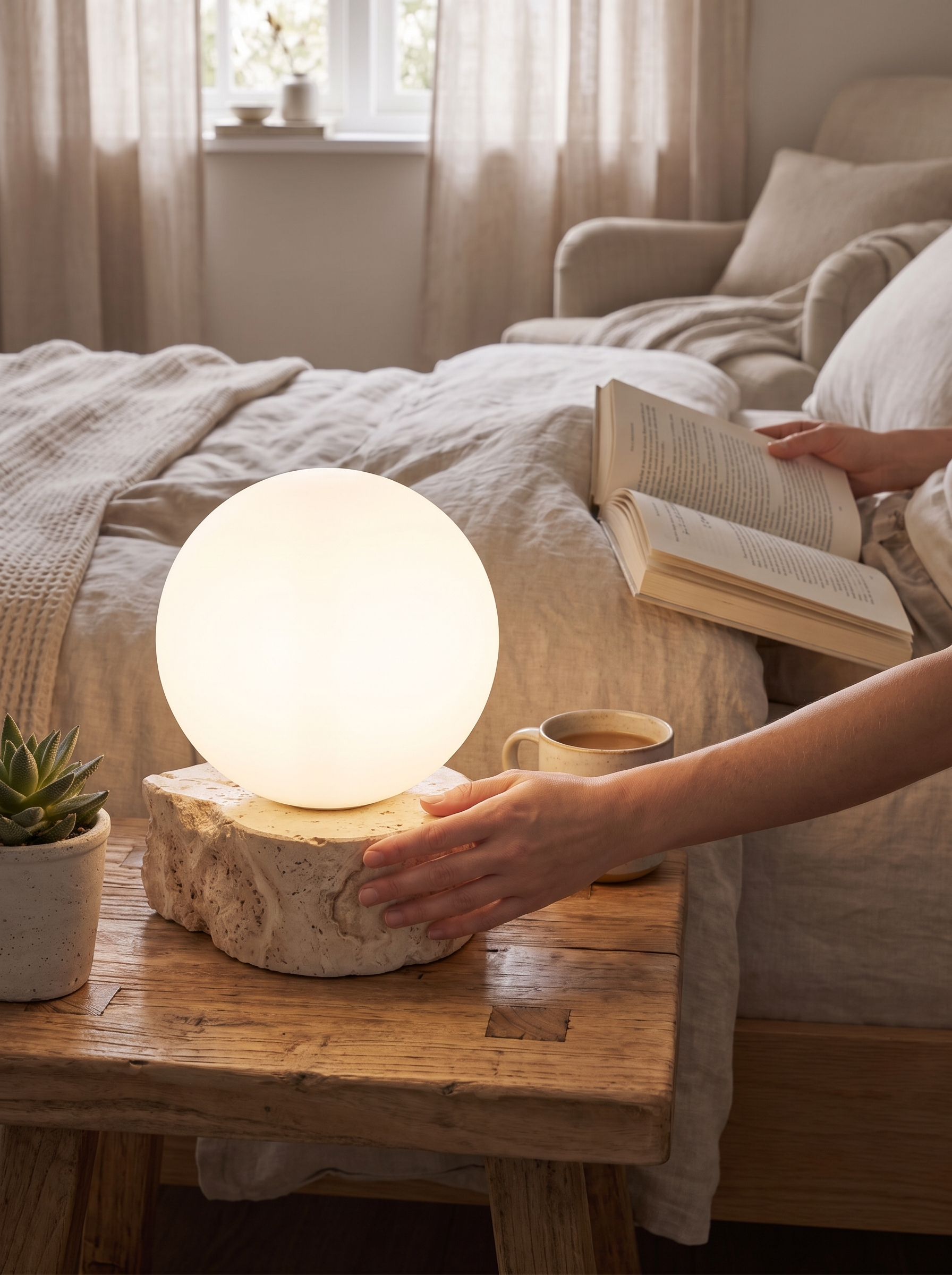 Travertine Stone Wall Lamp lifestyle image