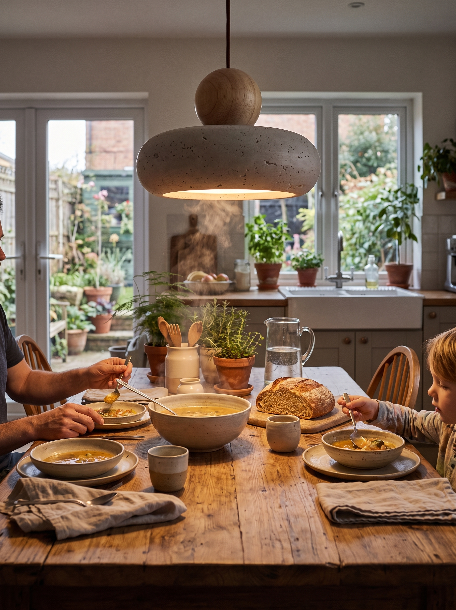 Natural Stone & Wood Pendant Light lifestyle image