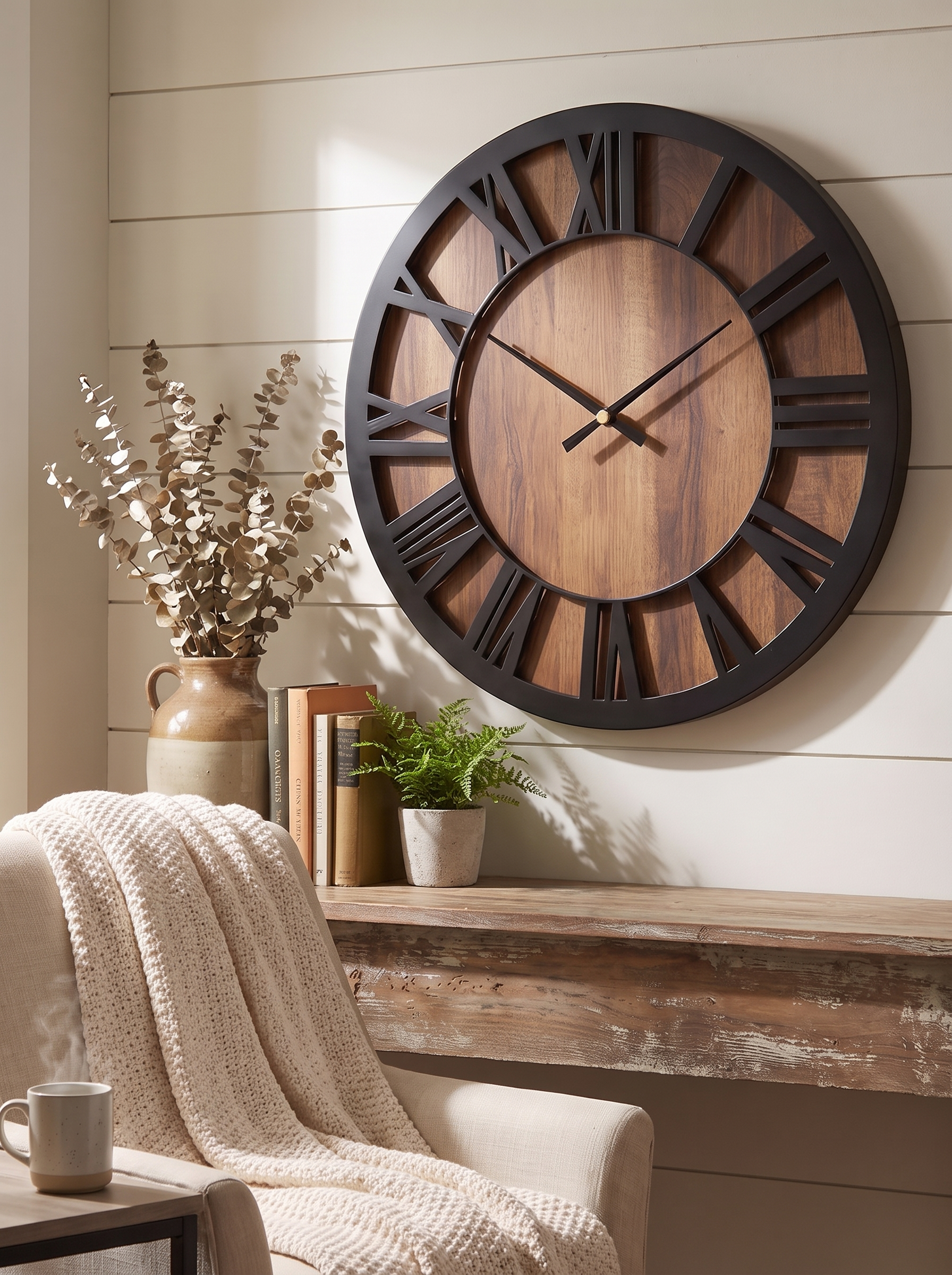 Vintage Wooden Wall Clock lifestyle image