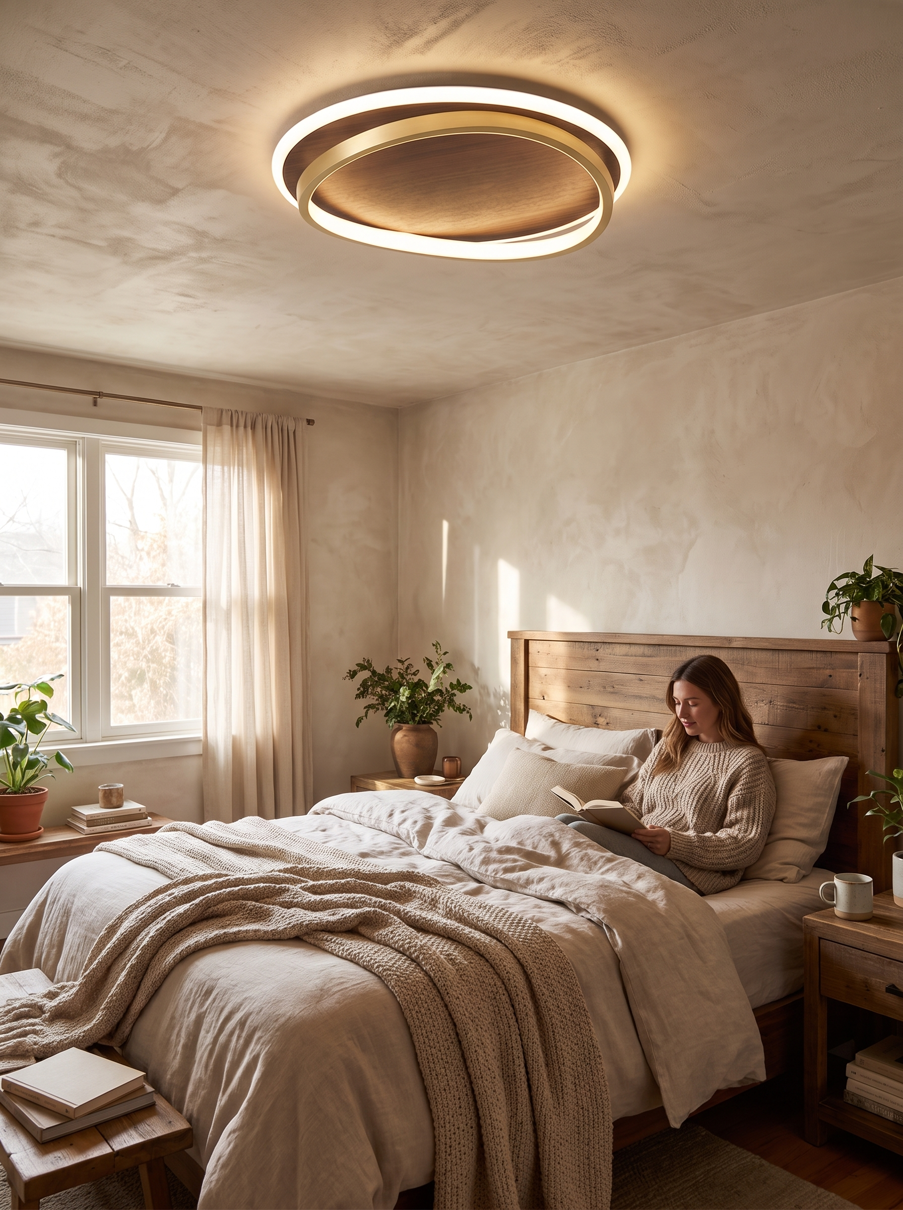 Walnut LED Ceiling Lamp lifestyle image