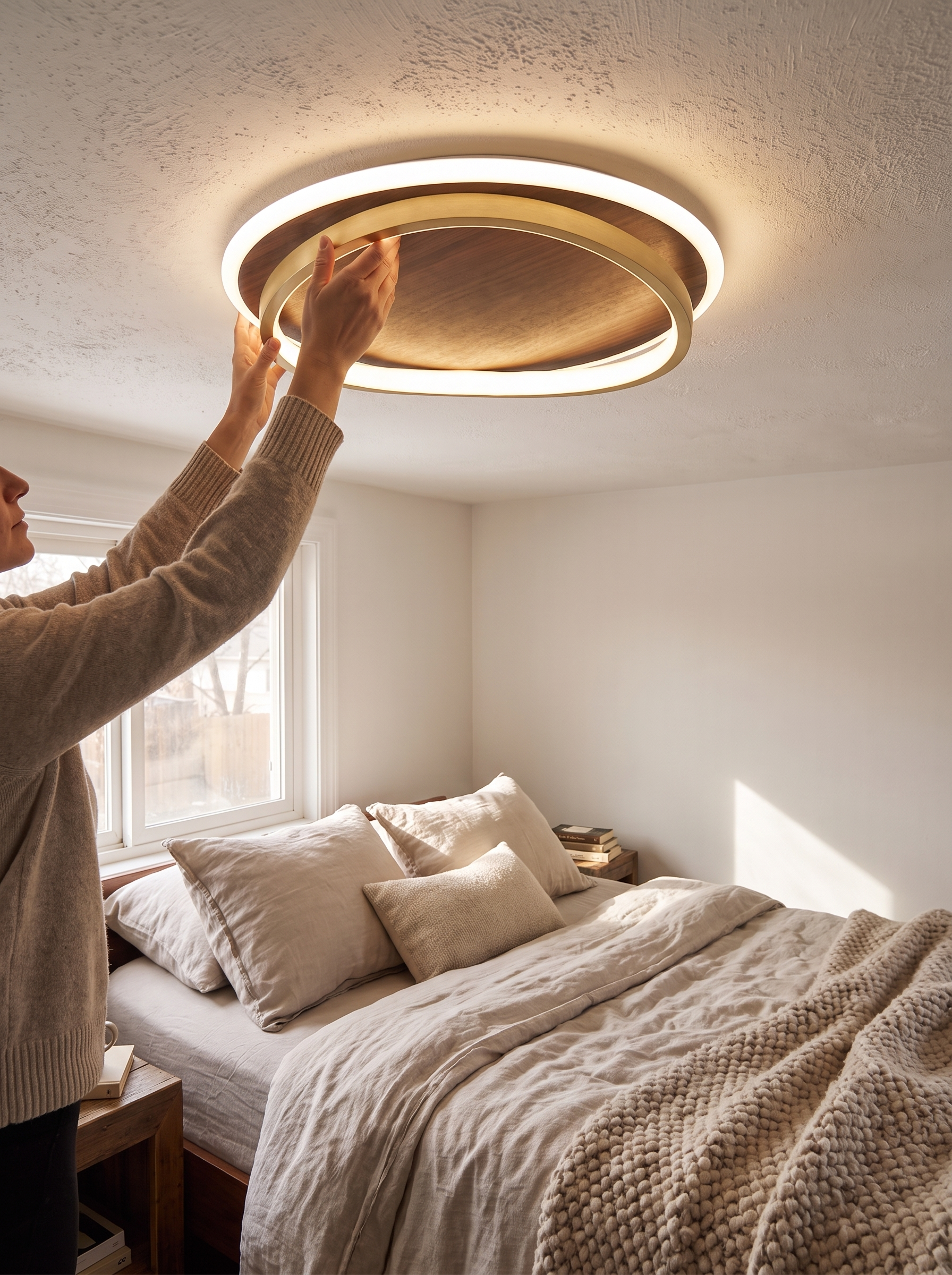 Walnut LED Ceiling Lamp lifestyle image