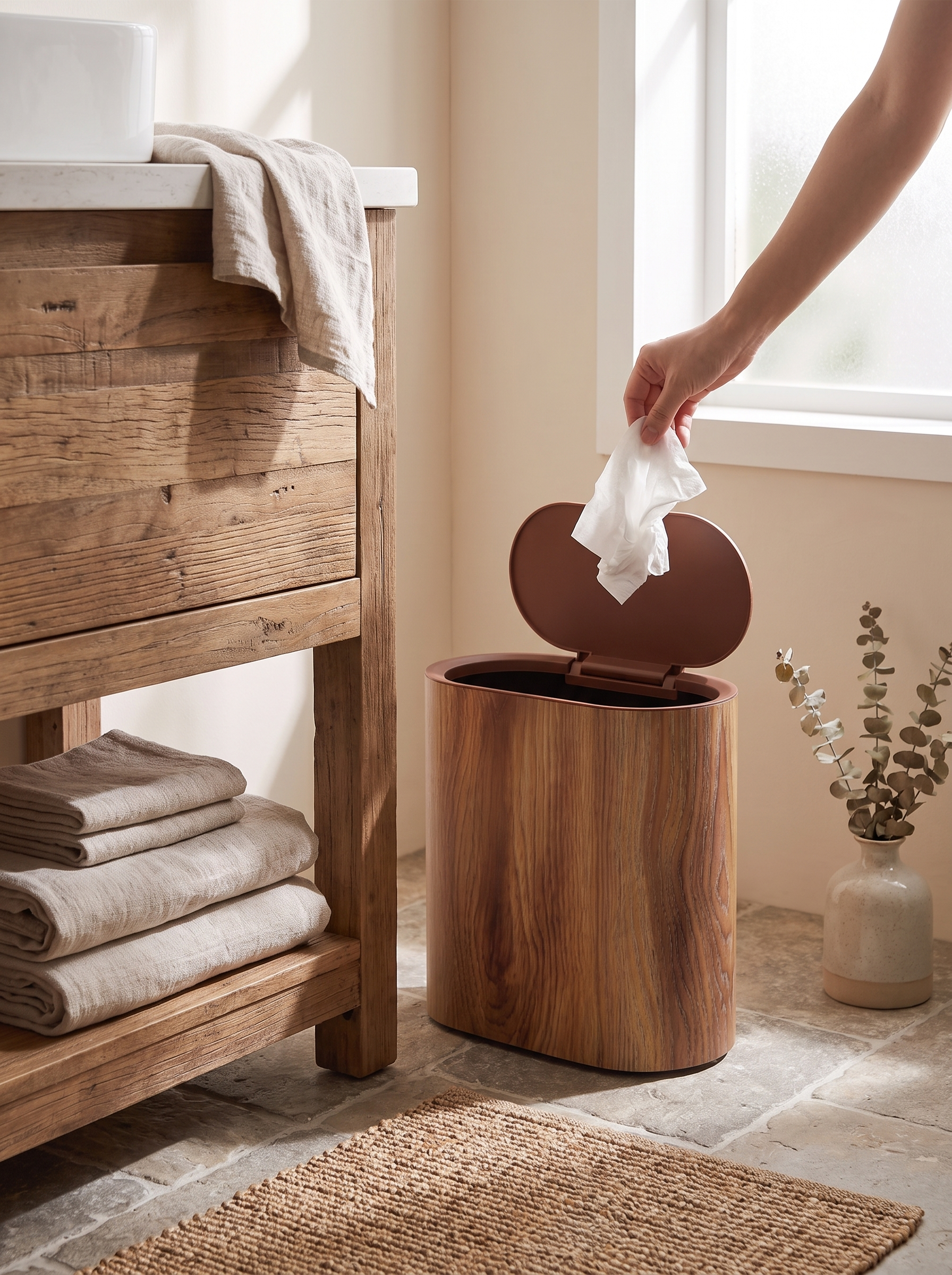 Marble Pattern Trash Can lifestyle image