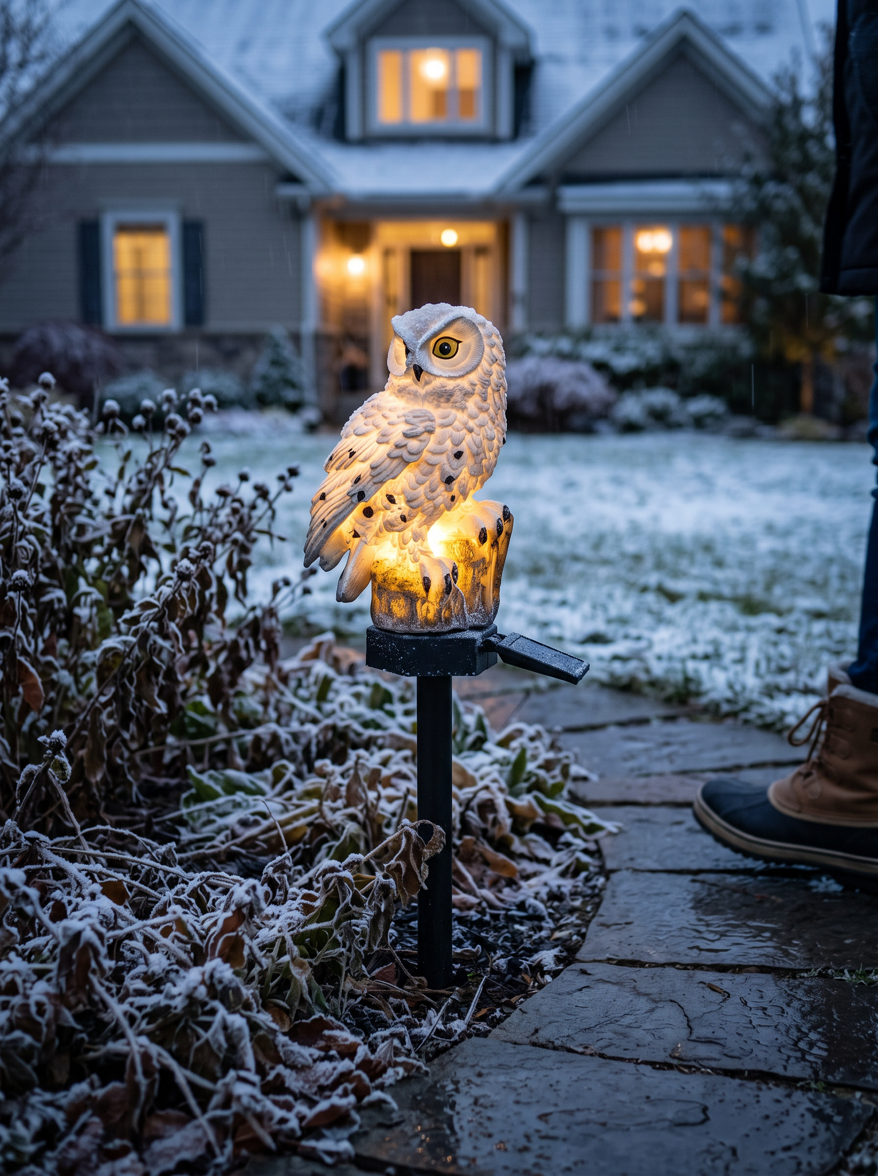 Solar Owl Pathway Stake Light lifestyle image